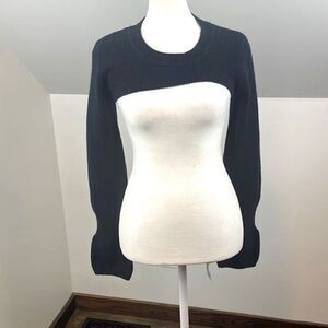 Doggyquin Super Crop Flare Sleeve Black Sweater Size XS